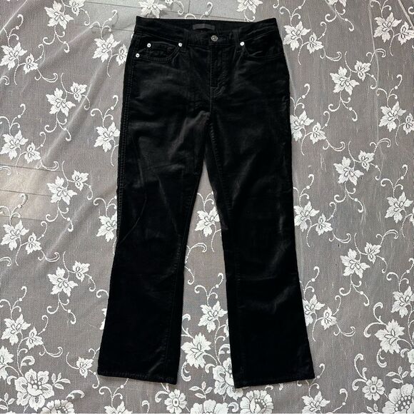 7 For All Mankind Eddie  Straight Crop Black Velvet Jean - Picture 4 of 13